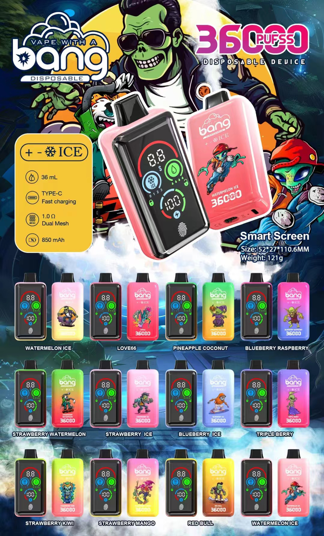 Bang 36000 Ice Level 36K Puffs Flavors List