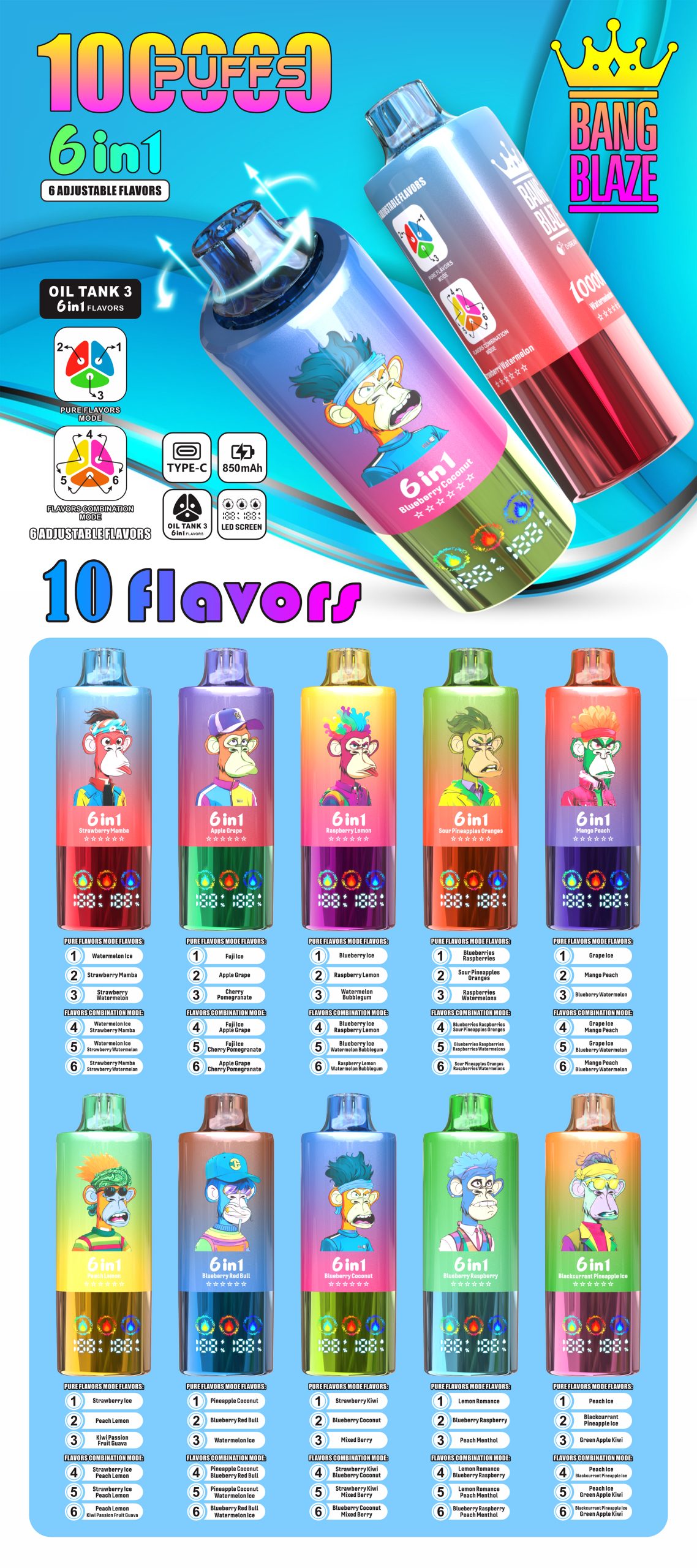 Bang Blaze 100K Puffs Flavors List