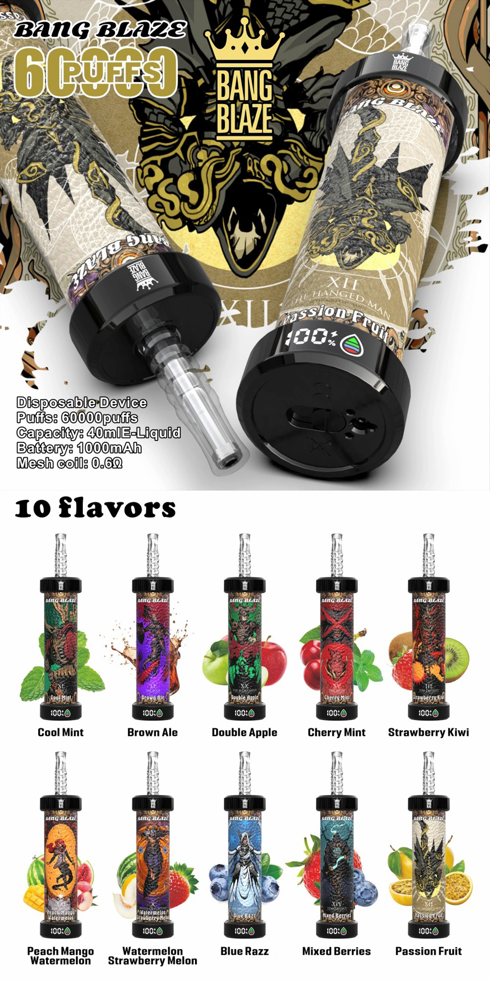Bang Blaze Shisha 60K Puffs Flavors List