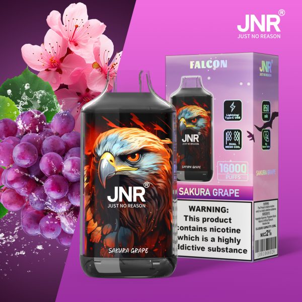 JNR Falcon 16K Puffs Sakura Grape JNR Falcon 16000 Puffs Dual Mesh Coil Rechargeable Original Disposable Vape