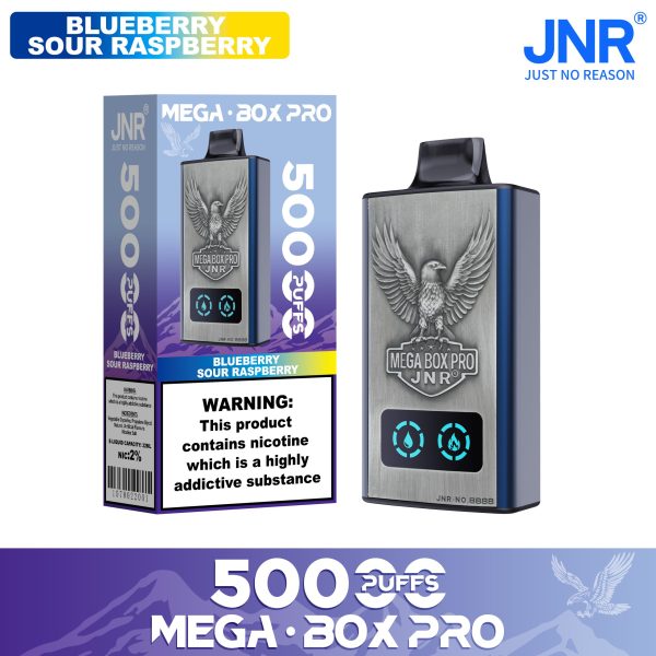 JNR Mega Box Pro 50K Puffs BLUEBERRY SOUR RASPBERRY JNR Mega Box Pro 50000 Puffs LED Screen Wholesale Disposable Vape Kit