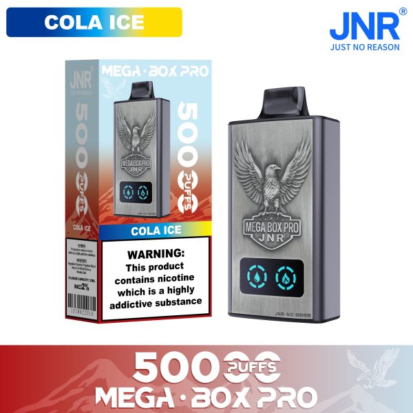 JNR Mega Box Pro 50K Puffs COLA ICE JNR Mega Box Pro 50000 Puffs LED Screen Wholesale Disposable Vape Kit