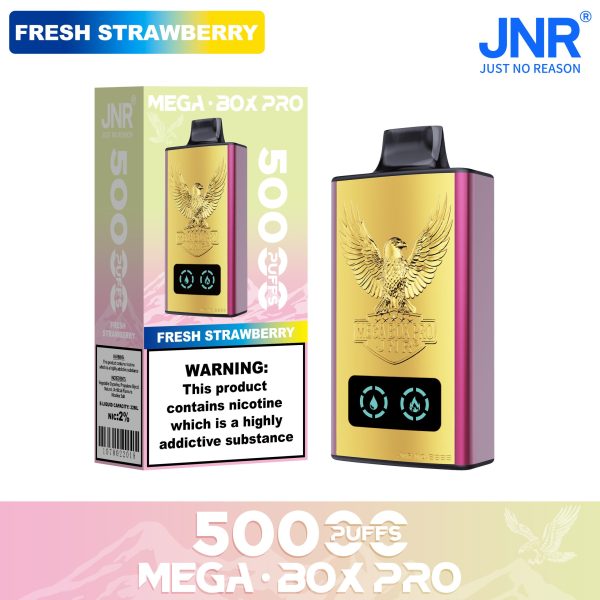 JNR Mega Box Pro 50K Puffs FRESH STRAWBERRY JNR Mega Box Pro 50000 Puffs LED Screen Wholesale Disposable Vape Kit