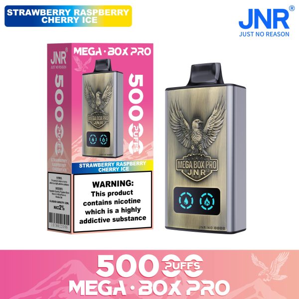 JNR Mega Box Pro 50K Puffs STRAWBERRY RASPBERRY CHERRY ICE JNR Mega Box Pro 50000 Puffs LED Screen Wholesale Disposable Vape Kit