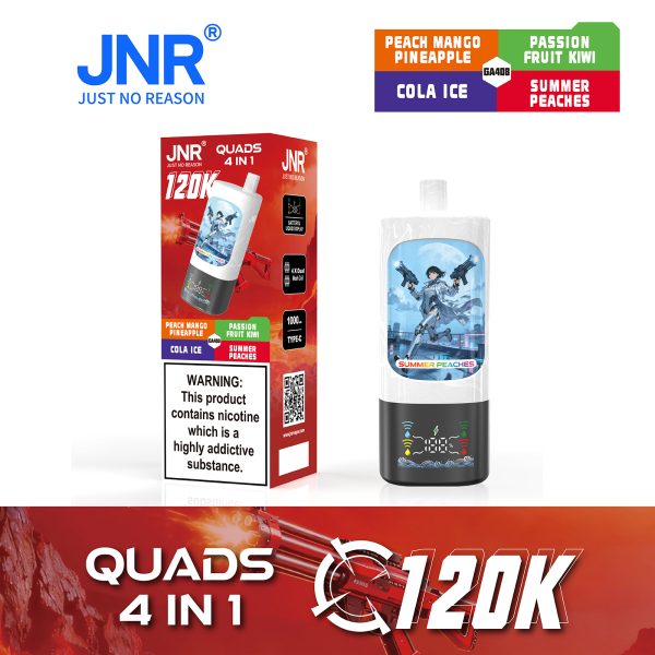JNR Quads 4in1 120K Puffs 05 JNR Quads 4in1 120000 Puffs 60ml Big Cloud Disposable Vape Pen