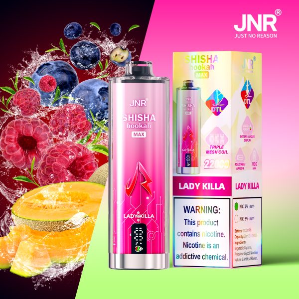 JNR Shisha Hookah Max 22K Puffs Lady Killa JNR Shisha Hookah Max 22000 Puffs Triple Mesh Coil Original Disposable Vape Pen