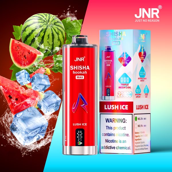 JNR Shisha Hookah Max 22K Puffs Lush Ice JNR Shisha Hookah Max 22000 Puffs Triple Mesh Coil Original Disposable Vape Pen