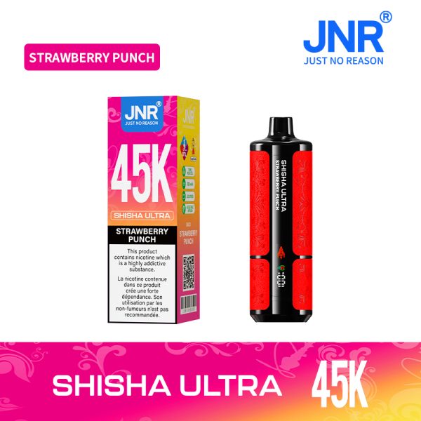 JNR Shisha Ultra 45K Puffs Strawberry punch JNR Shisha Ultra 45000 Puffs 40ML E-liquid Adjustable Airflow Disposable Vape