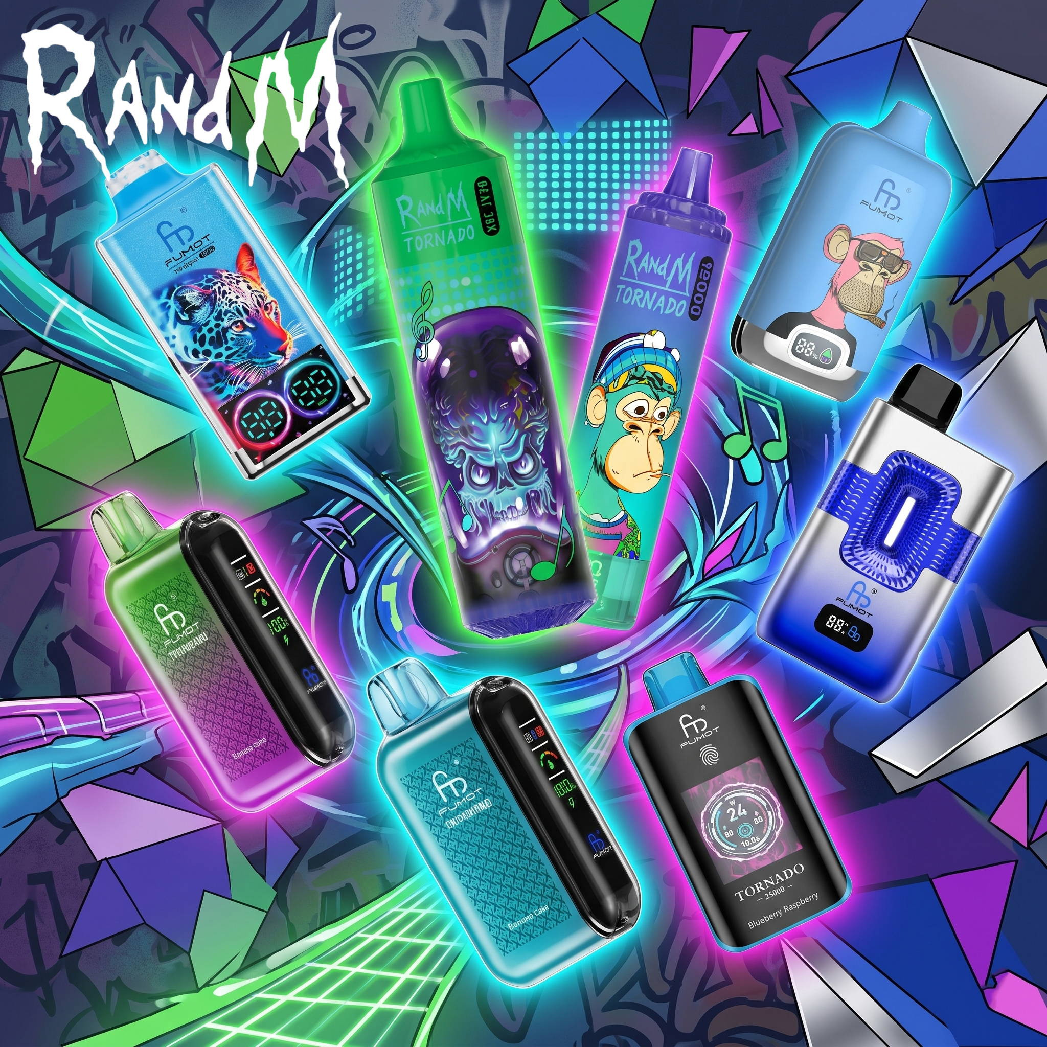 RandM Tornado Vape Fumot ECO 2in1 50000 Puffs Dual Flavors Smart Display Screen Disposable Vape