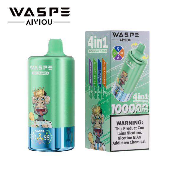 WASPE 4 in 1 100K Puffs 02 WASPE AIVIOU 4 in 1 100000 Puffs Quad Mesh Coil Rechargeable Disposable Vape