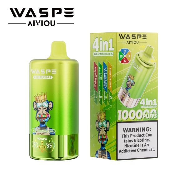 WASPE 4 in 1 100K Puffs 04 WASPE AIVIOU 4 in 1 100000 Puffs Quad Mesh Coil Rechargeable Disposable Vape
