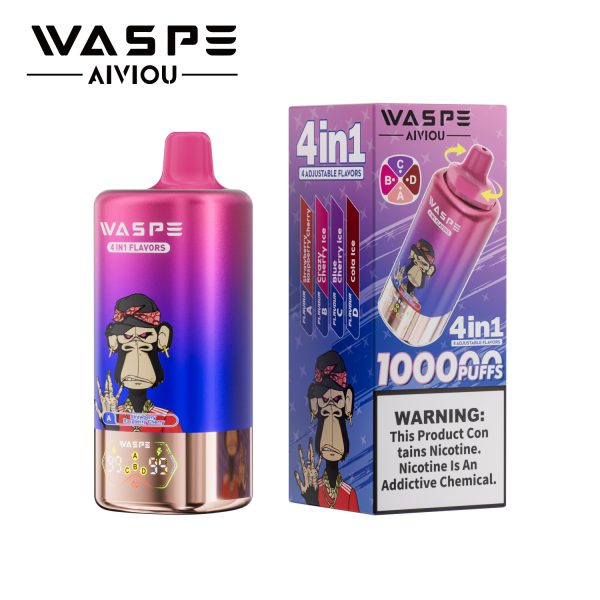 WASPE 4 in 1 100K Puffs 06 WASPE AIVIOU 4 in 1 100000 Puffs Quad Mesh Coil Rechargeable Disposable Vape