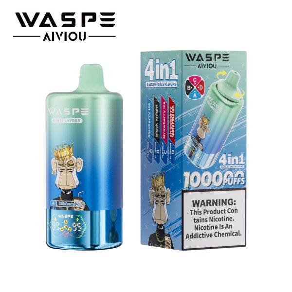 WASPE 4 in 1 100K Puffs 08 WASPE AIVIOU 4 in 1 100000 Puffs Quad Mesh Coil Rechargeable Disposable Vape