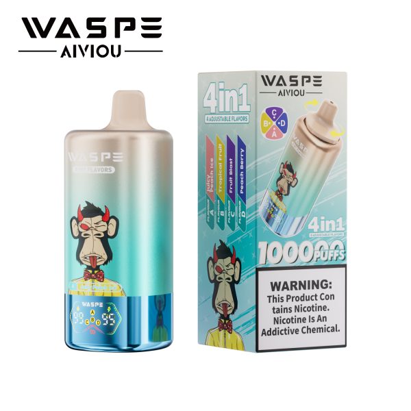 WASPE 4 in 1 100K Puffs 09 WASPE AIVIOU 4 in 1 100000 Puffs Quad Mesh Coil Rechargeable Disposable Vape