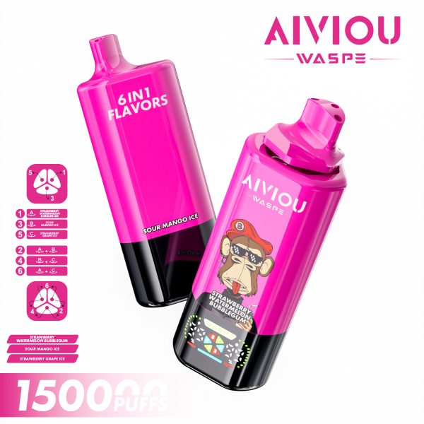 WASPE AIVIOU 6 in 1 150K Puffs 06 WASPE AIVIOU 6 in 1 150000 Puffs 6 Flavors LED Display Disposable Vape Device