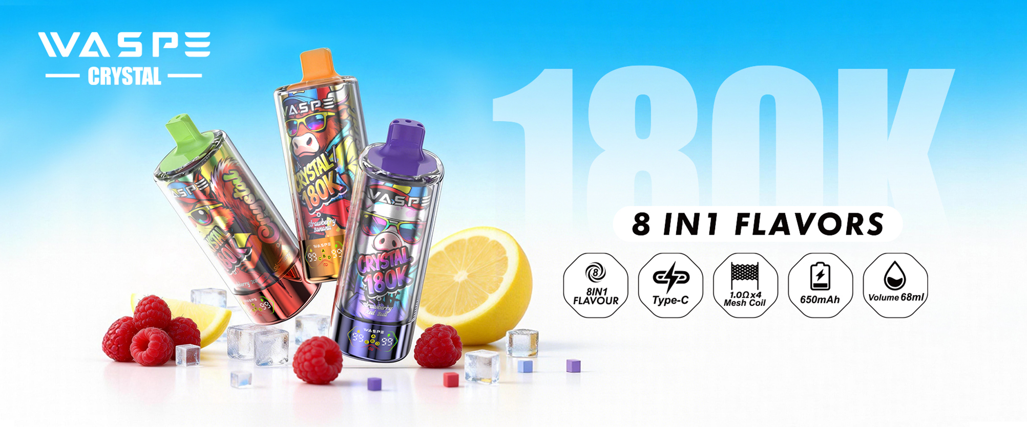 WASPE Crystal 8 in 1 180K Puffs Poster