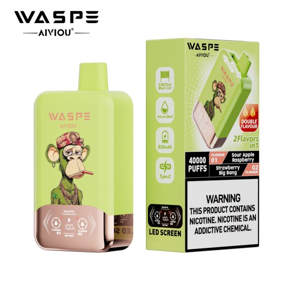 WASPE FIHP 40K Puffs 05 WASPE FIHP 40000 Puffs Double Taste LED Display Smart Disposable Vape