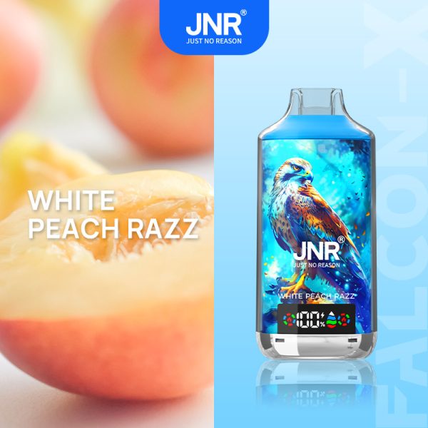 jnr 18k White Peach Razz JNR Falcon-X 18000 Puffs Display Screen Smart Disposable Vape Pen Bulk Buy
