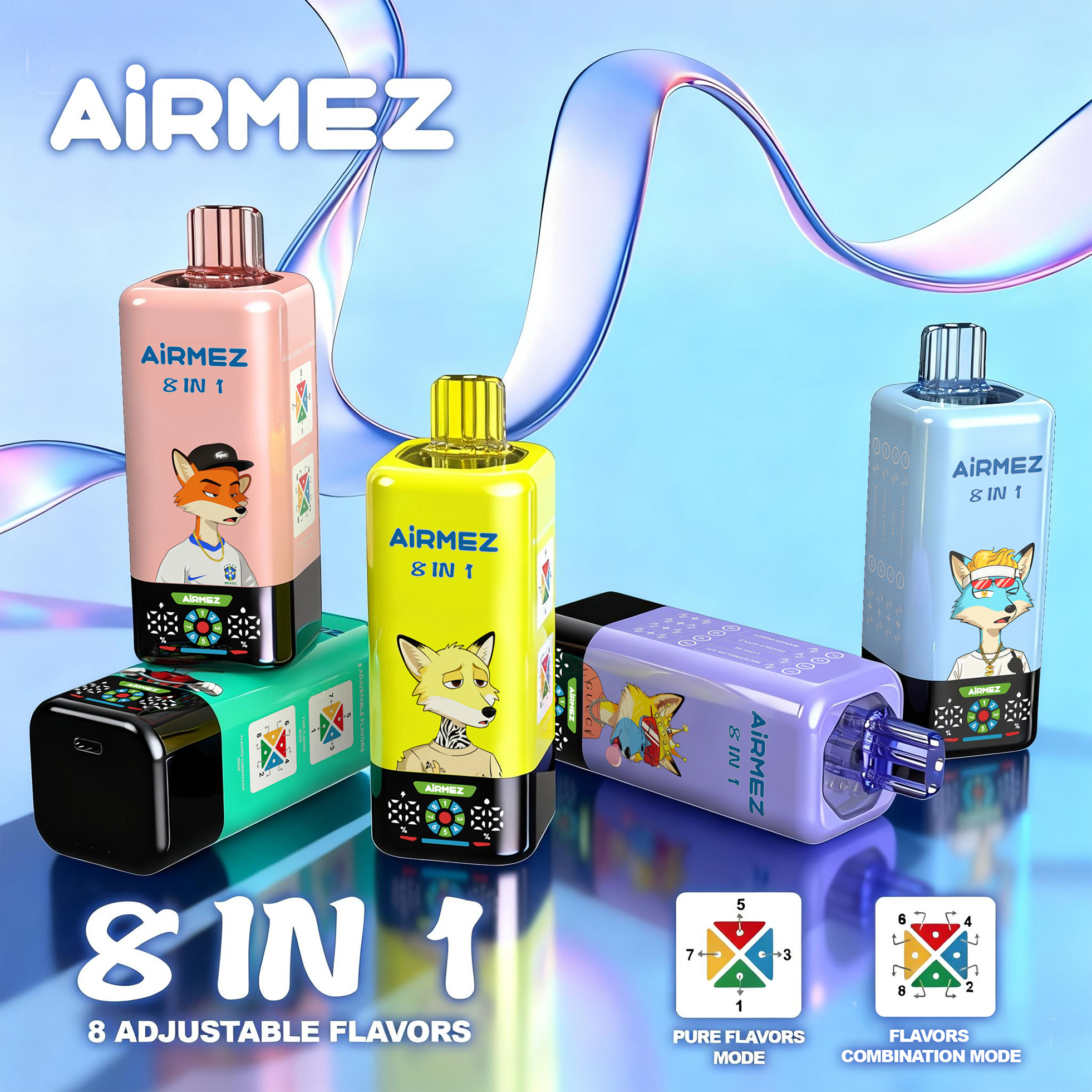 Airmez Fox 160k Puffs 8in1 disposable vape