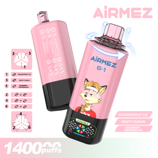 Airmez Fox 6in1 140K Puffs DRAGONFRUIT ICE FRUITY FUSION RASPBERRY EATERMELON Airmez Fox 6in1 140K Puffs DRAGONFRUIT ICE FRUITY FUSION RASPBERRY EATERMELON