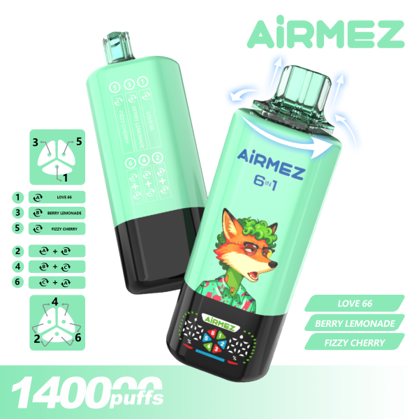 Airmez Fox 6in1 140K Puffs LOVE 66 BERRY LEMONADE FIZZY CHERRY Airmez Fox 6in1 140K Puffs LOVE 66 BERRY LEMONADE FIZZY CHERRY