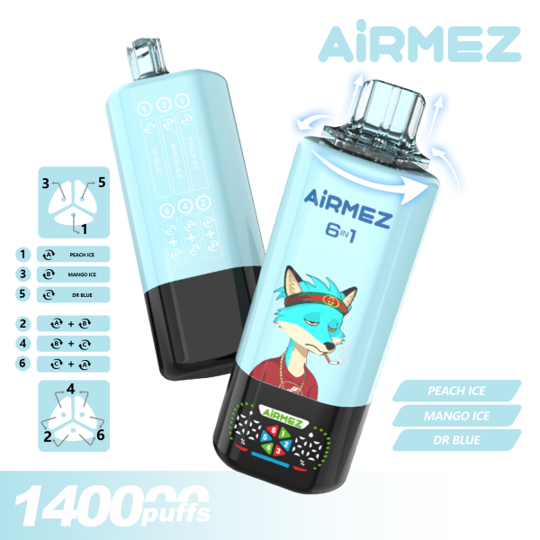 Airmez Fox 6in1 140K Puffs PEACH ICE MANGO ICE DR BLUE Airmez Fox 6in1 140K Puffs PEACH ICE MANGO ICE DR BLUE