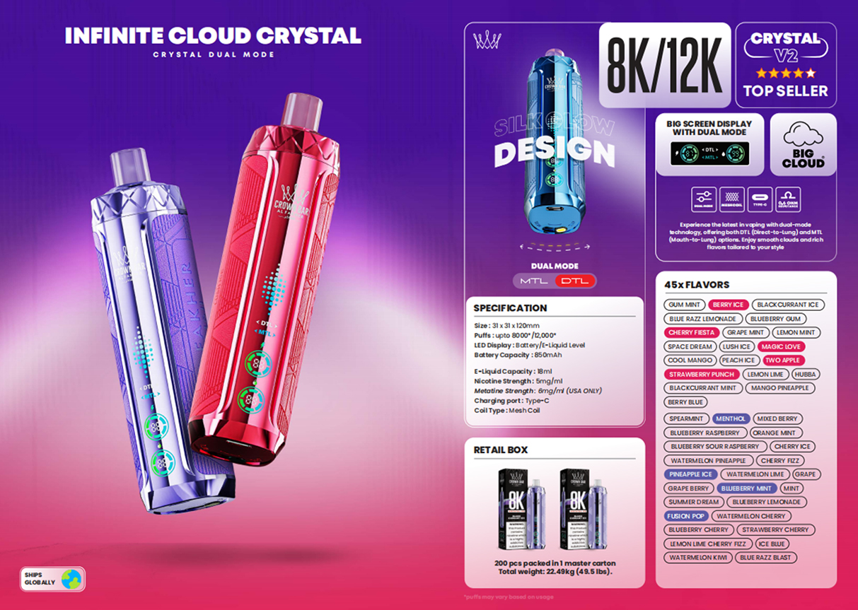 Al Fakher 8K Crystal V2 Disposable Vape Wholesale Al Fakher 8K Crystal V2 Disposable Vape Wholesale