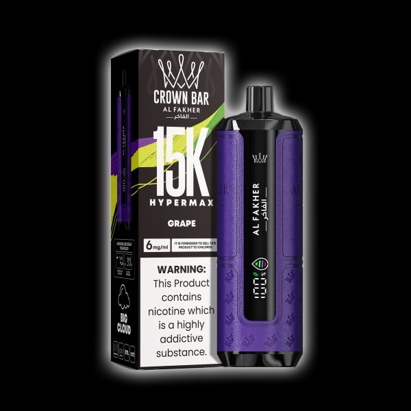 Al Fakher Crown Bar Hypermax 15K Puffs GRAPE Al Fakher Crown Bar Hypermax 15K Puffs GRAPE