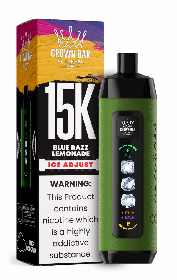 Al Fakher Crown Bar Ice Adjust 15K Puffs BLUE RAZZ LEMONADE