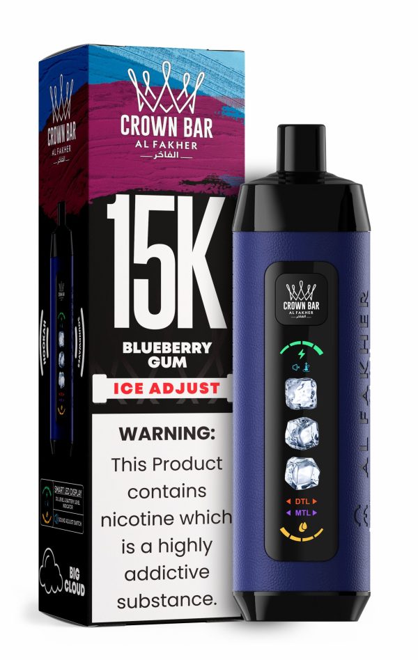 Al Fakher Crown Bar Ice Adjust 15K Puffs BLUEBERRY GUM