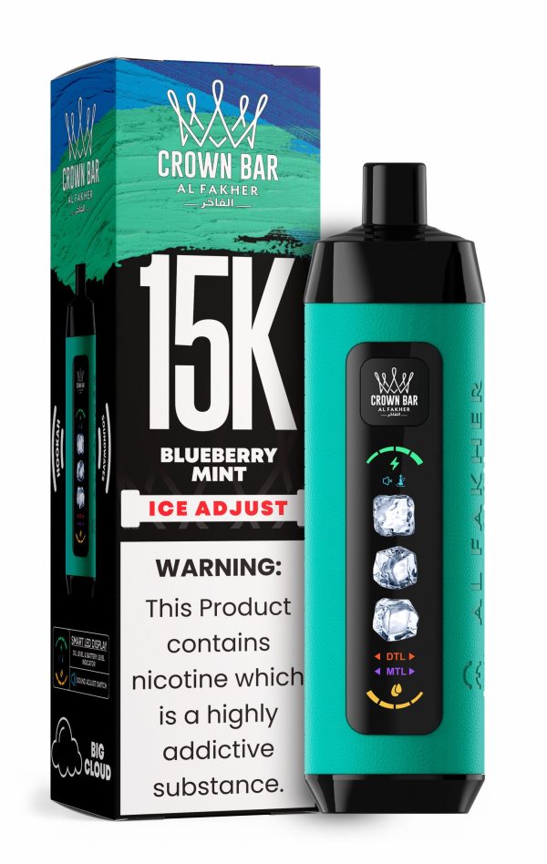 Al Fakher Crown Bar Ice Adjust 15K Puffs BLUEBERRY MINT