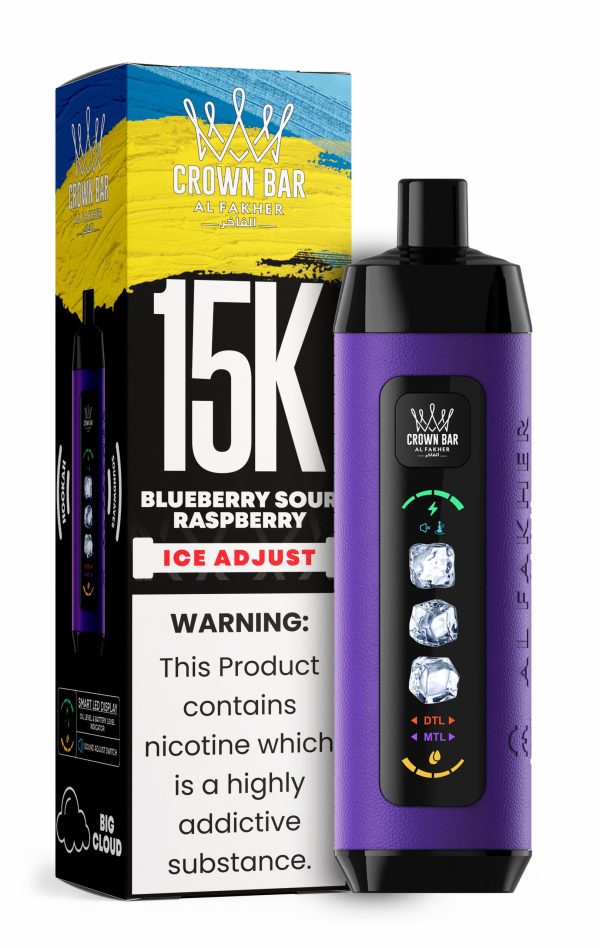 Al Fakher Crown Bar Ice Adjust 15K Puffs BLUEBERRY SOUR RASPBERRY