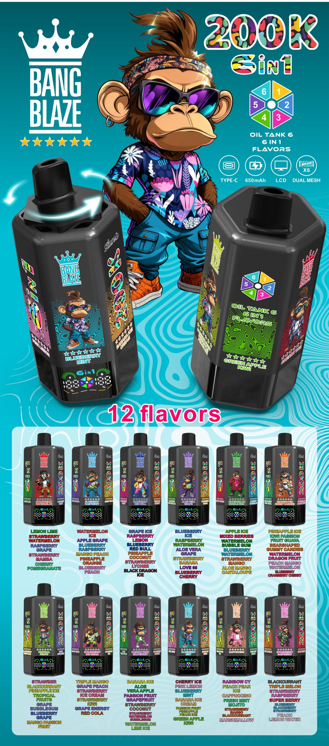 Bang Blaze 200K Puffs Flavors List