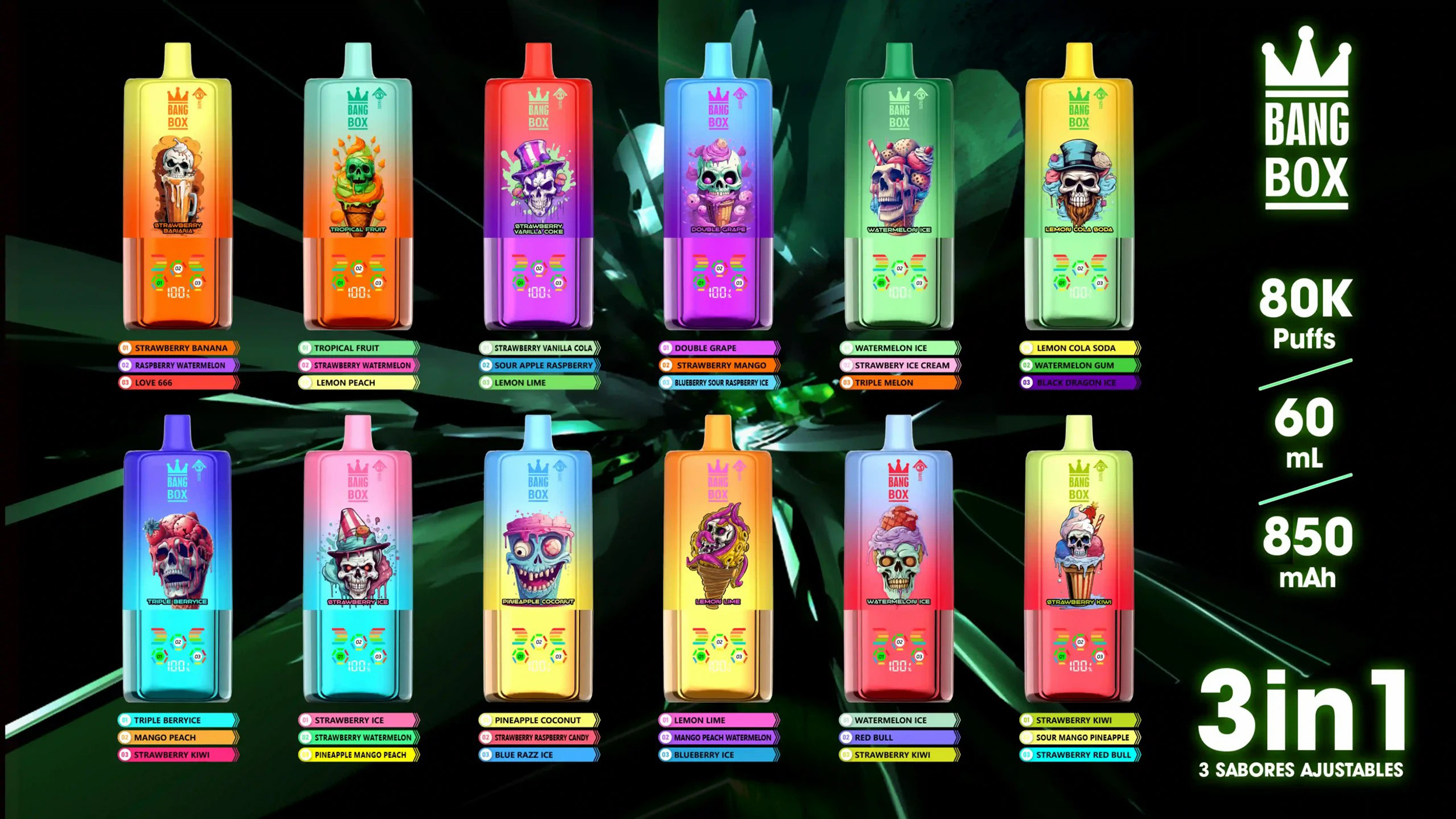 Bang Box 3 in 1 80K Puffs Flavors List