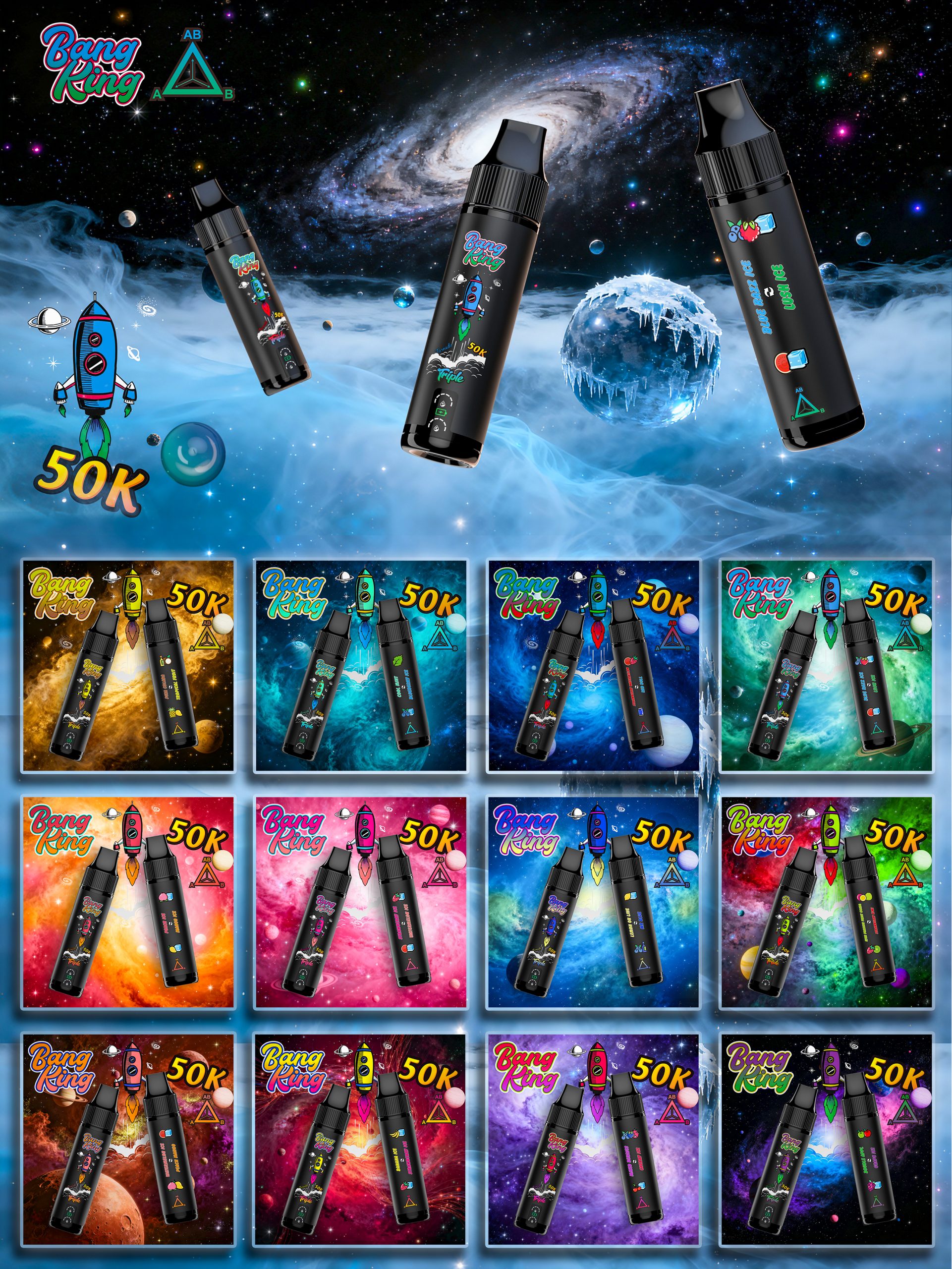 Bang King Triple 50K Puffs 3 in 1 Flavors Poster