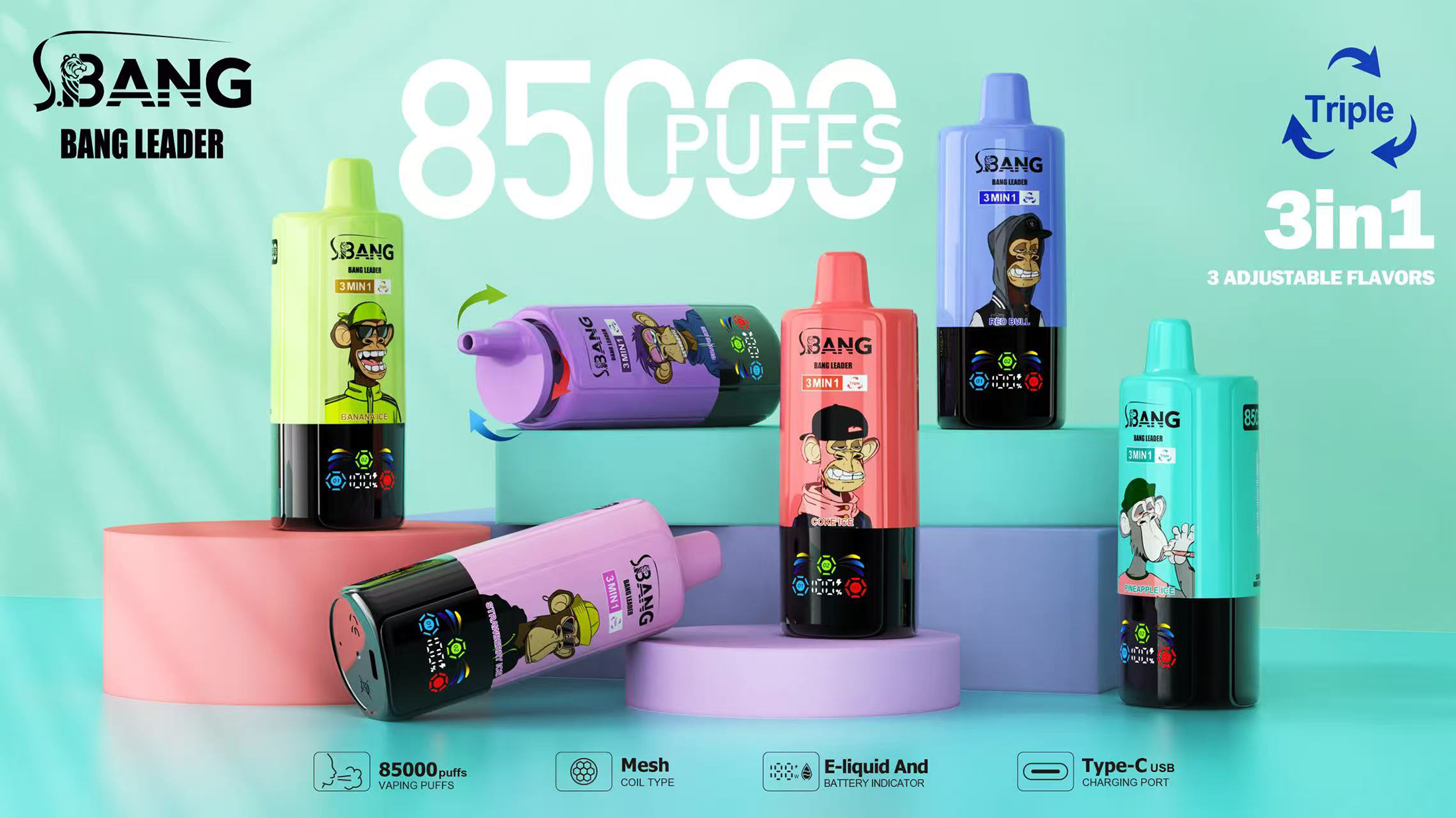 Bang Leader 85K Puffs 3 in 1 Vape Poster