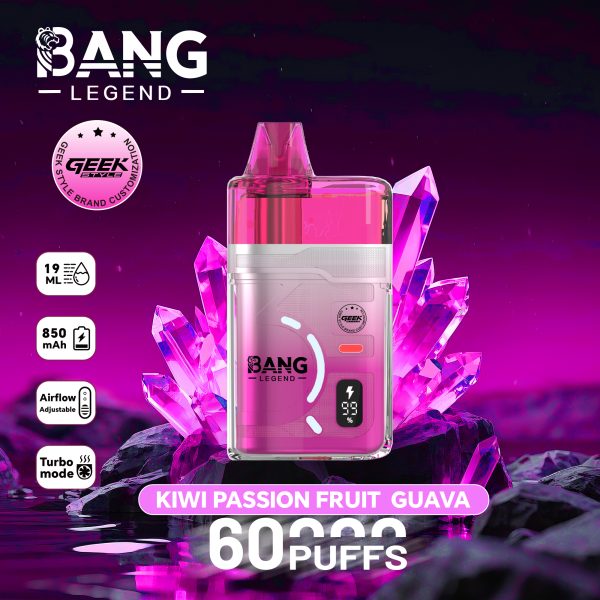 Bang Legend Geek 60K Puffs Kiwi Passion Fruit Guava Bang Legend Geek 60K Puffs Kiwi Passion Fruit Guava