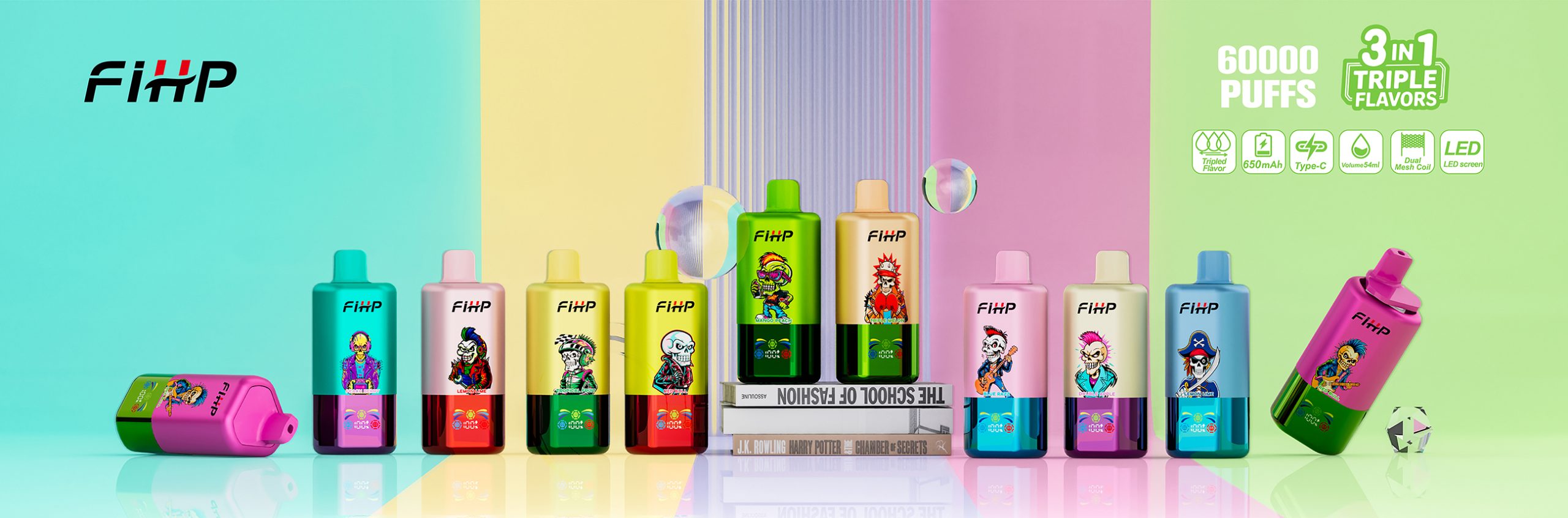 FIHP 60000 60K Puffs 3 in 1 Flavors Disposable Vape