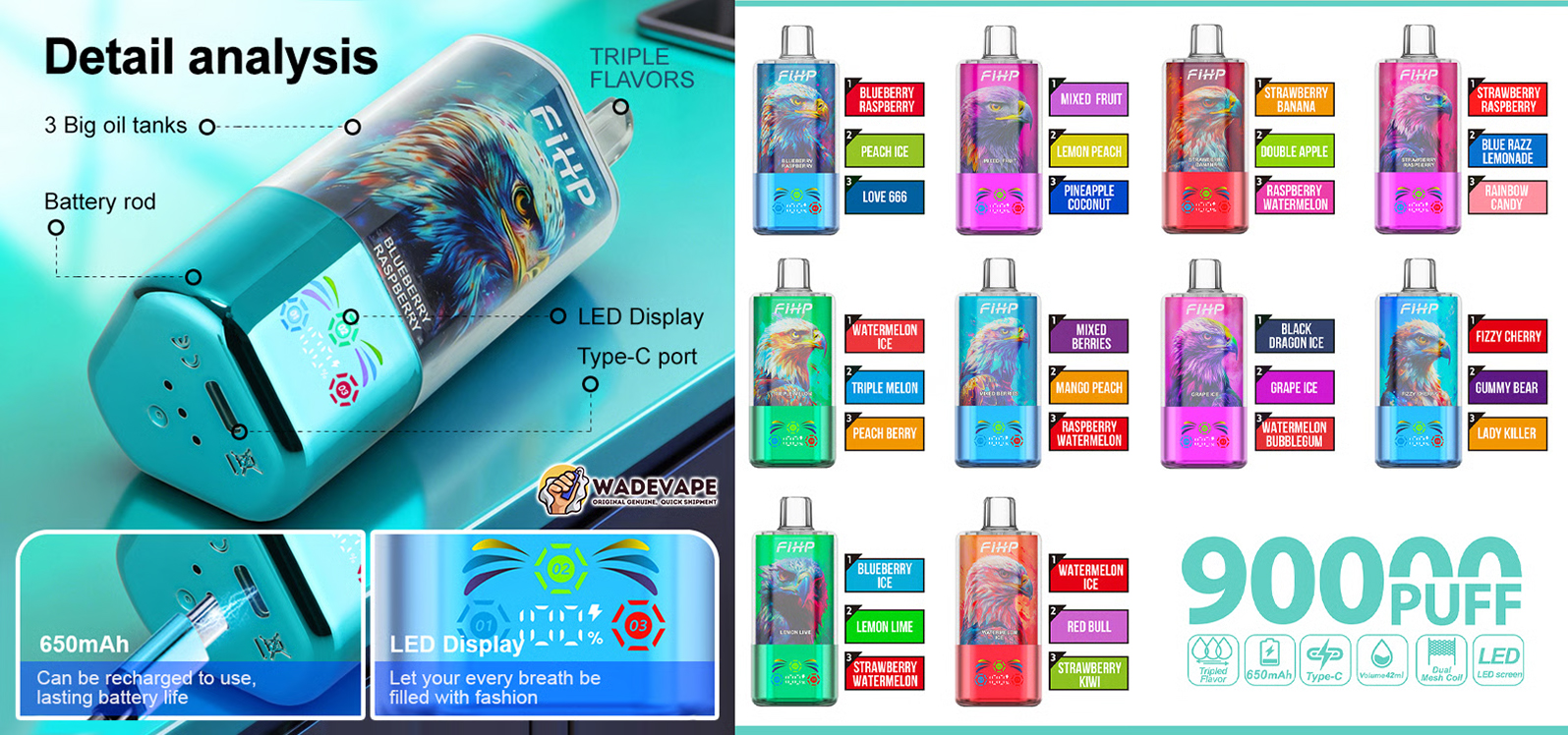 FIHP Triple 3in1 90K Puffs Flavors List