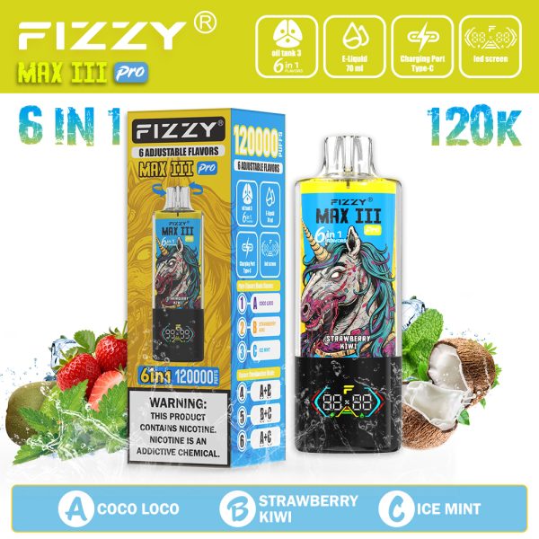 FIZZY Max III PRO 120000 Puffs Coco Loco & Strawberry Kiwi & Ice Mint
