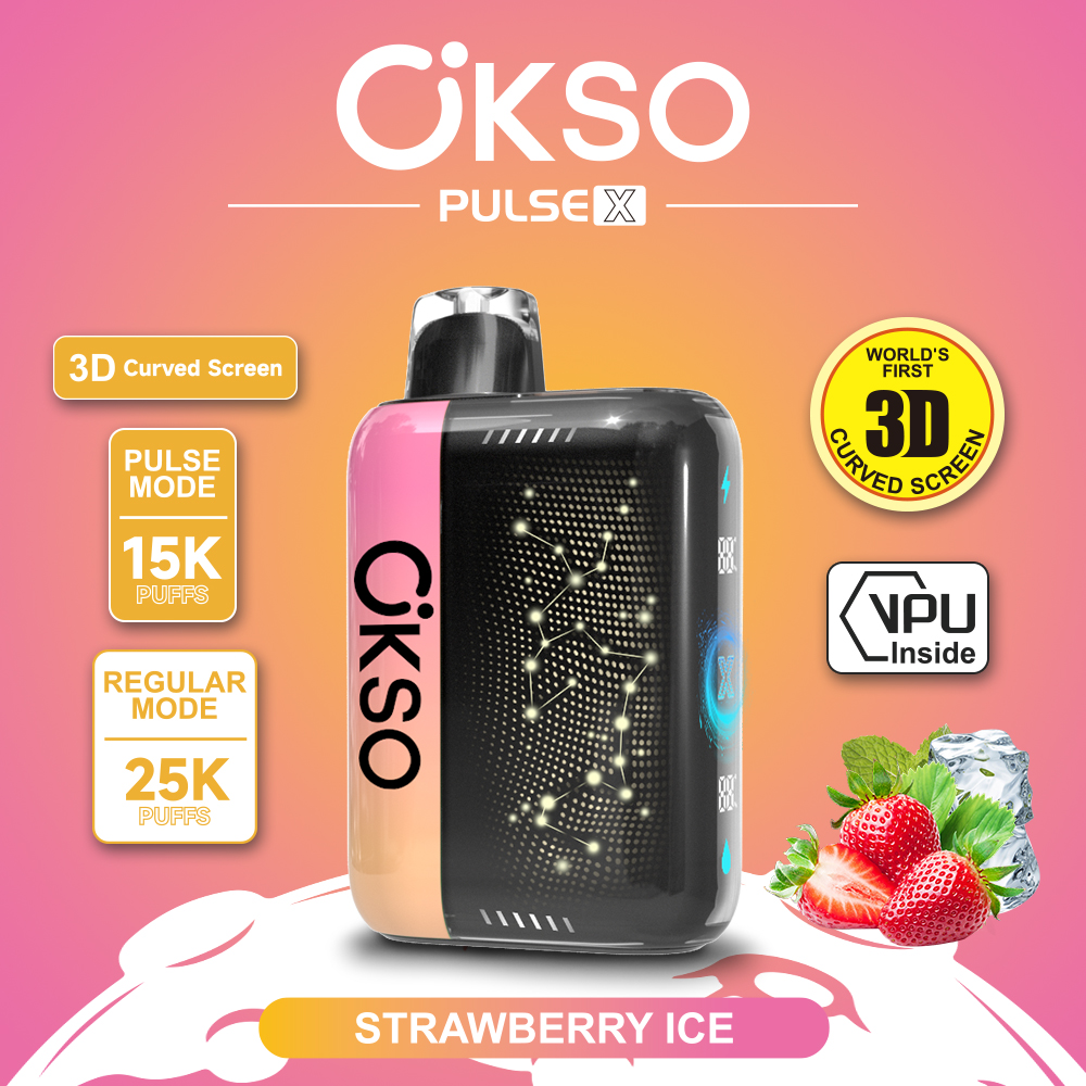 pulse mode vape OKSO X 25000 Puffs 3D Curved Screen Disposable Blackcurrant Flavor:Rainbow Cloudz VUSE Alto Menthol Pods