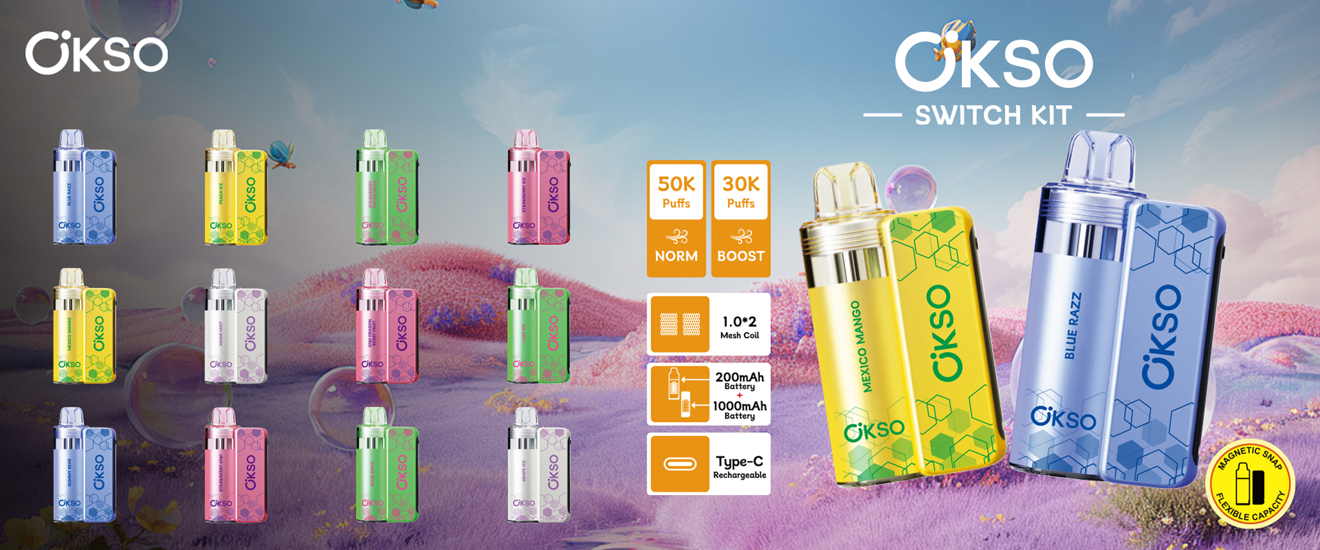 OKSO Switch Kit 50K Puffs Flavors List