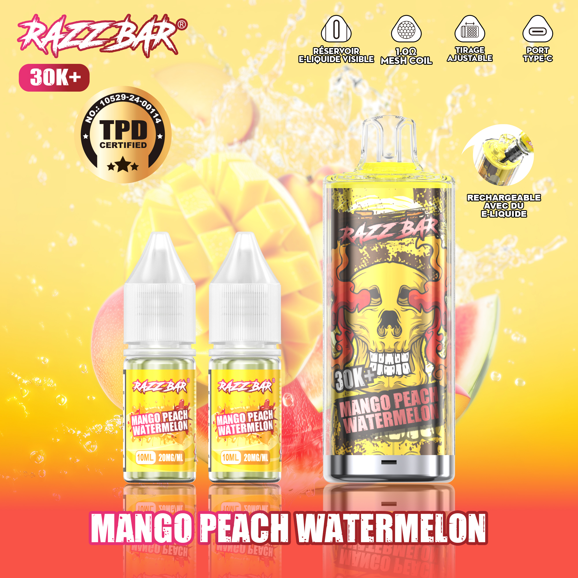 razz bar vape flavors 30K+ Puffs TPD Certified Disposable Wholesale Colour:Light Silver Fresh Mint Smok Nic best disposable vape uk