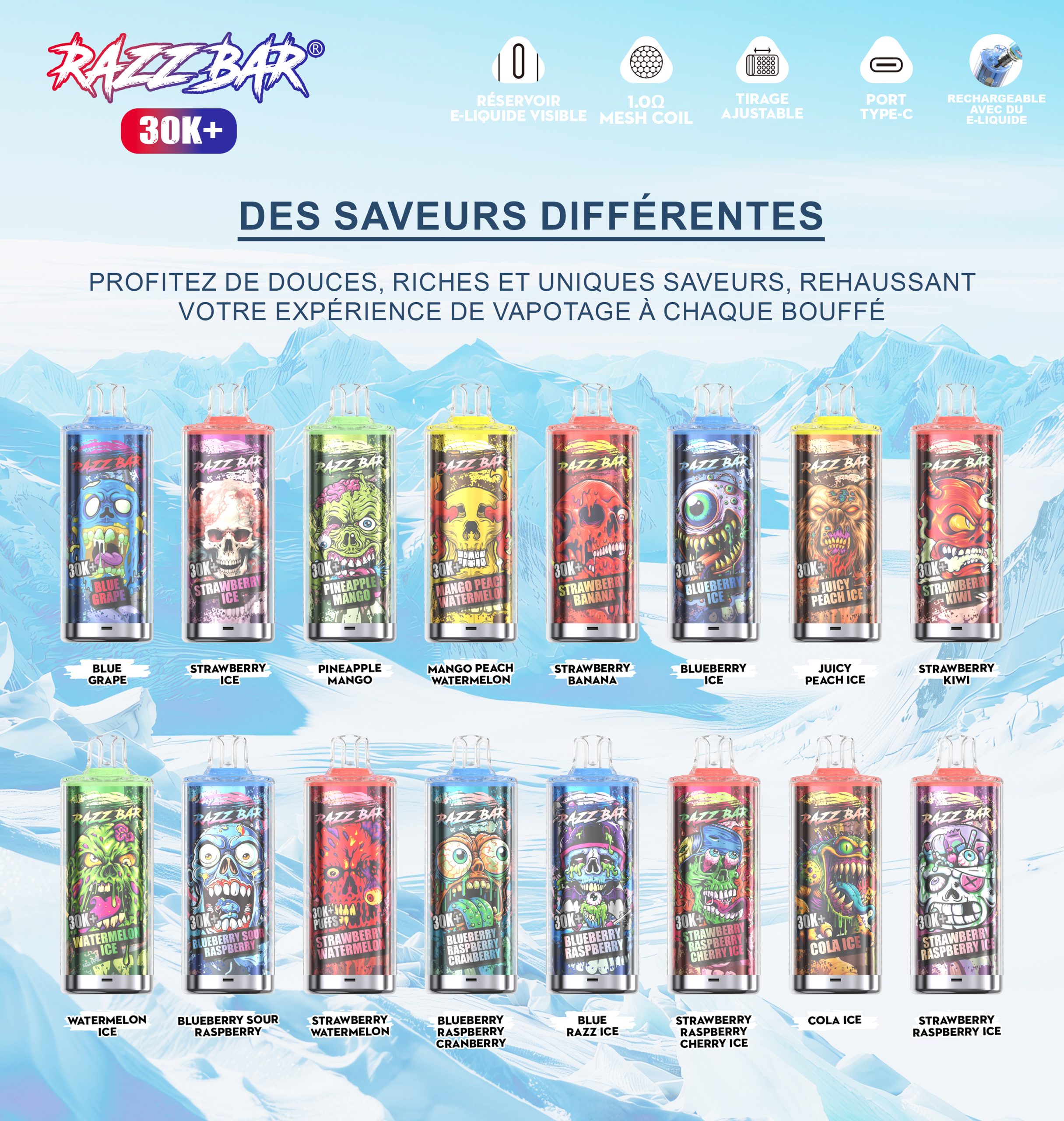 Razz Bar 30K+ Puffs Flavors List