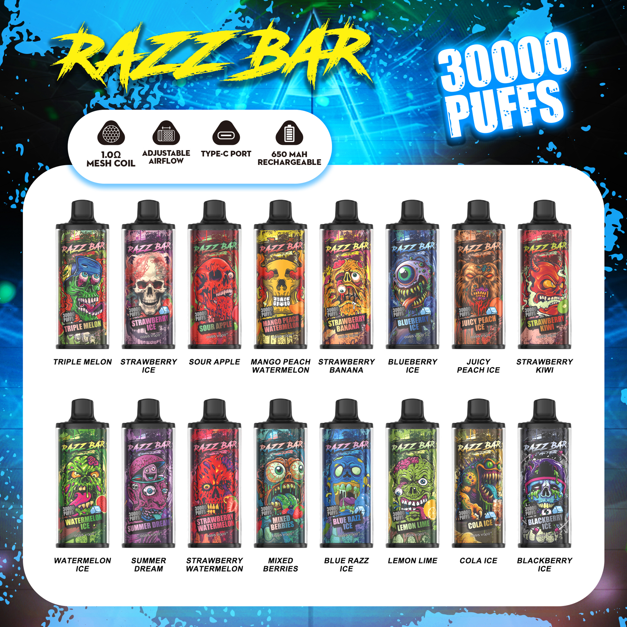 Razz Bar 30K Puffs Flavors List