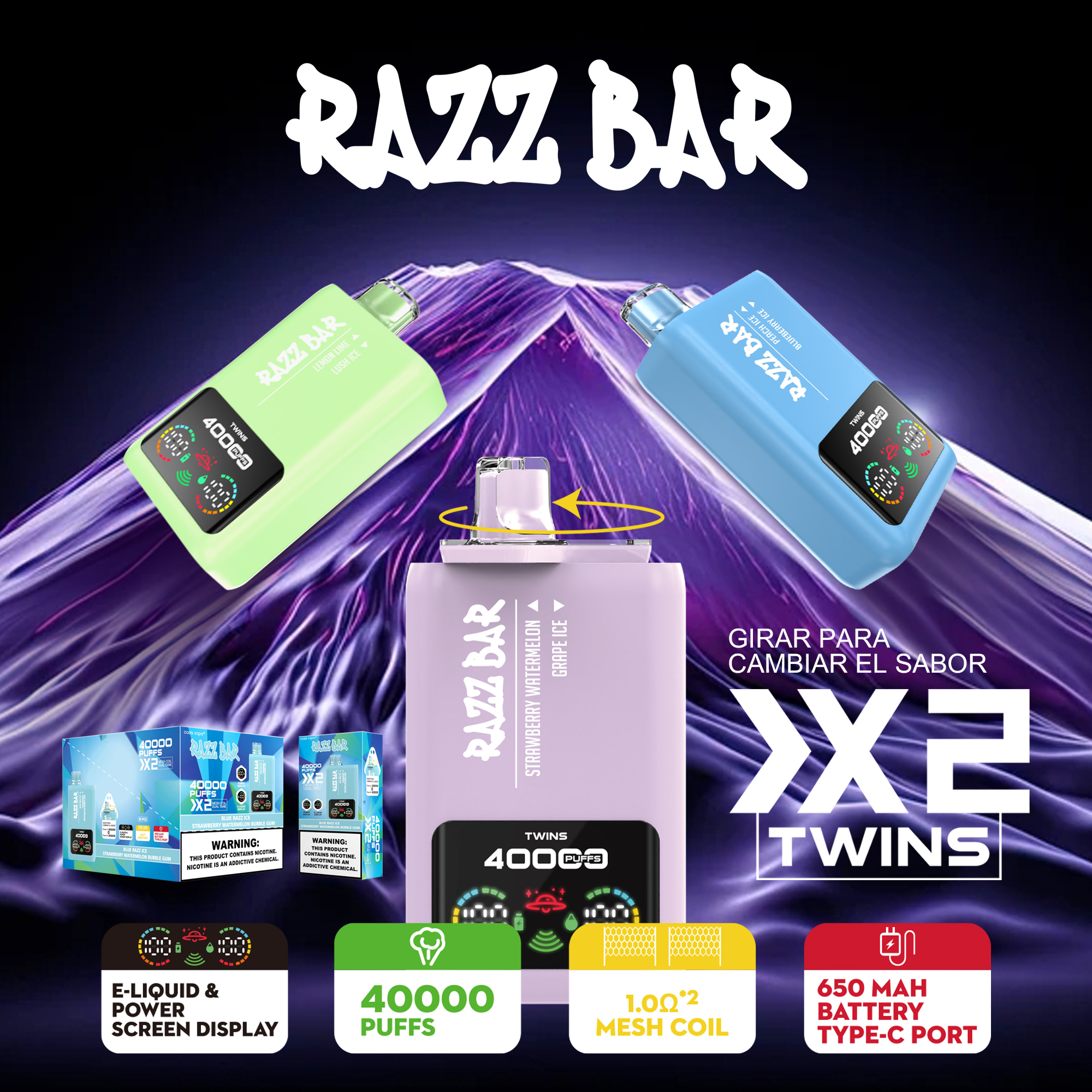 Razz Bar 40K Puffs Dual Flavors Vape Wholesale
