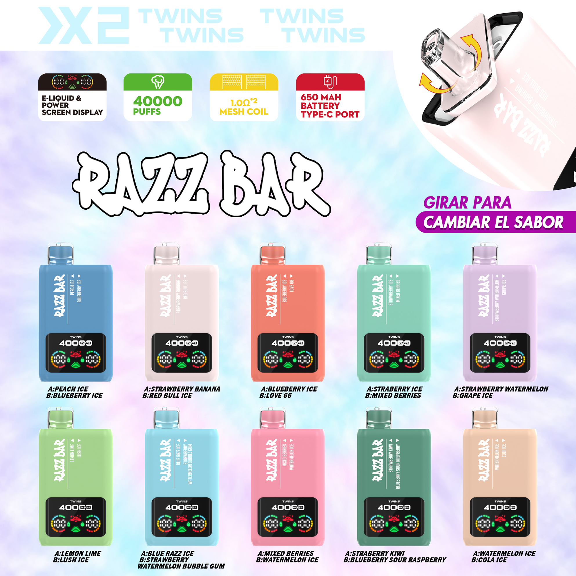 Razz Bar 40K Puffs Twins Flavors List