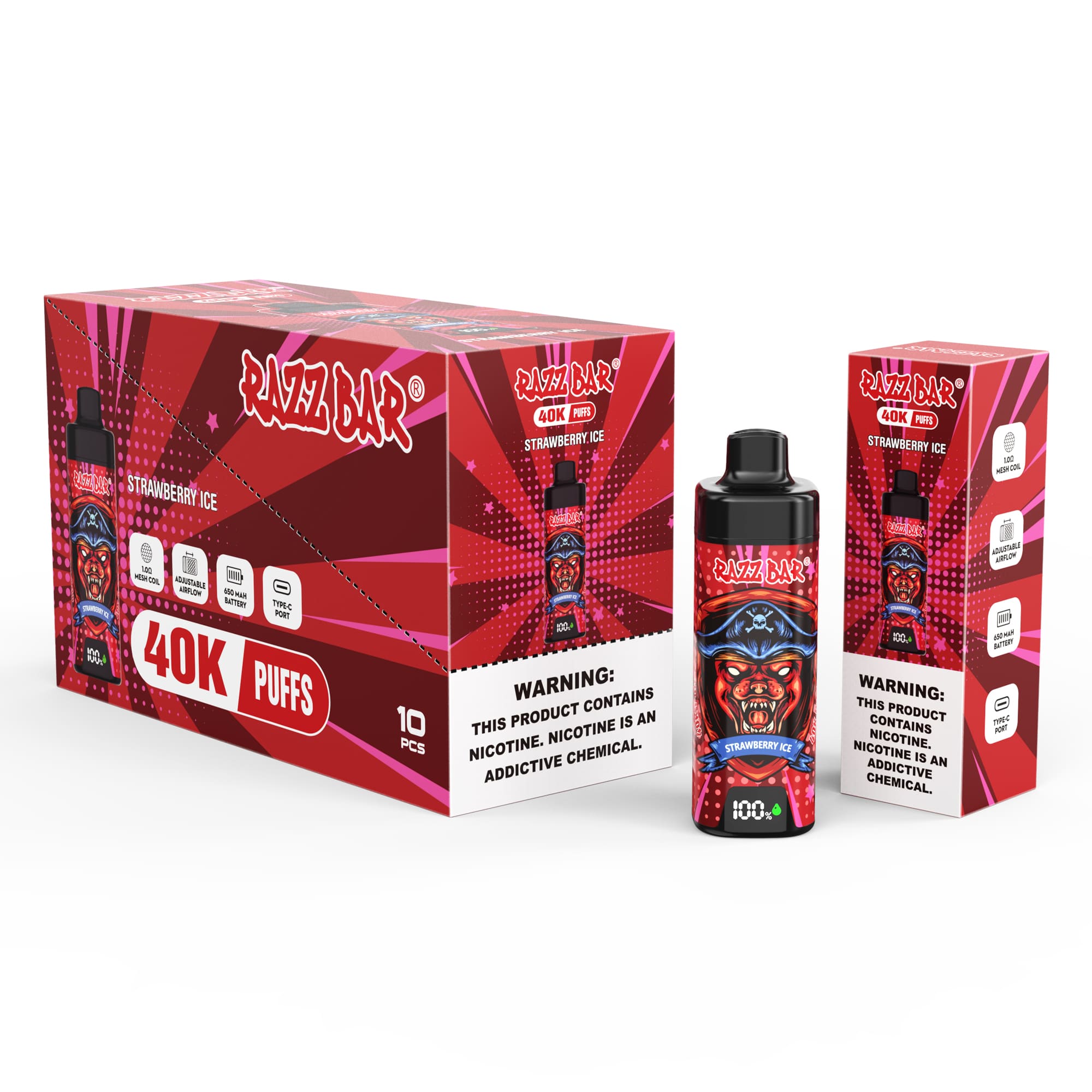 sparkle bang crave vape flavor Razz Bar 40000 Puffs With Screen LED Display Disposable High-Performance Heater Flavor:Gummy Bear Flavored Tobacco and E-Cigarette