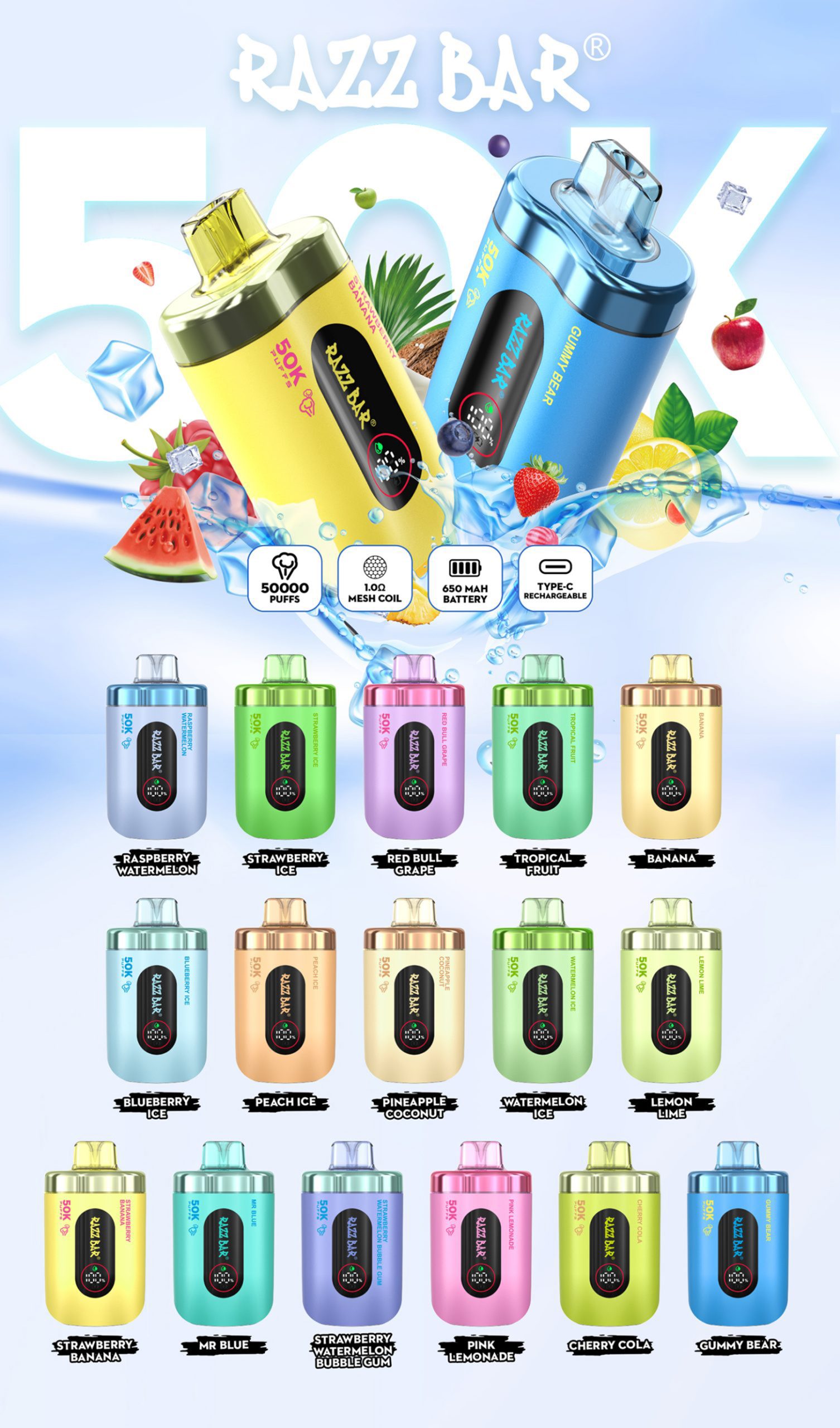 Razz Bar 50K Puffs Flavors List