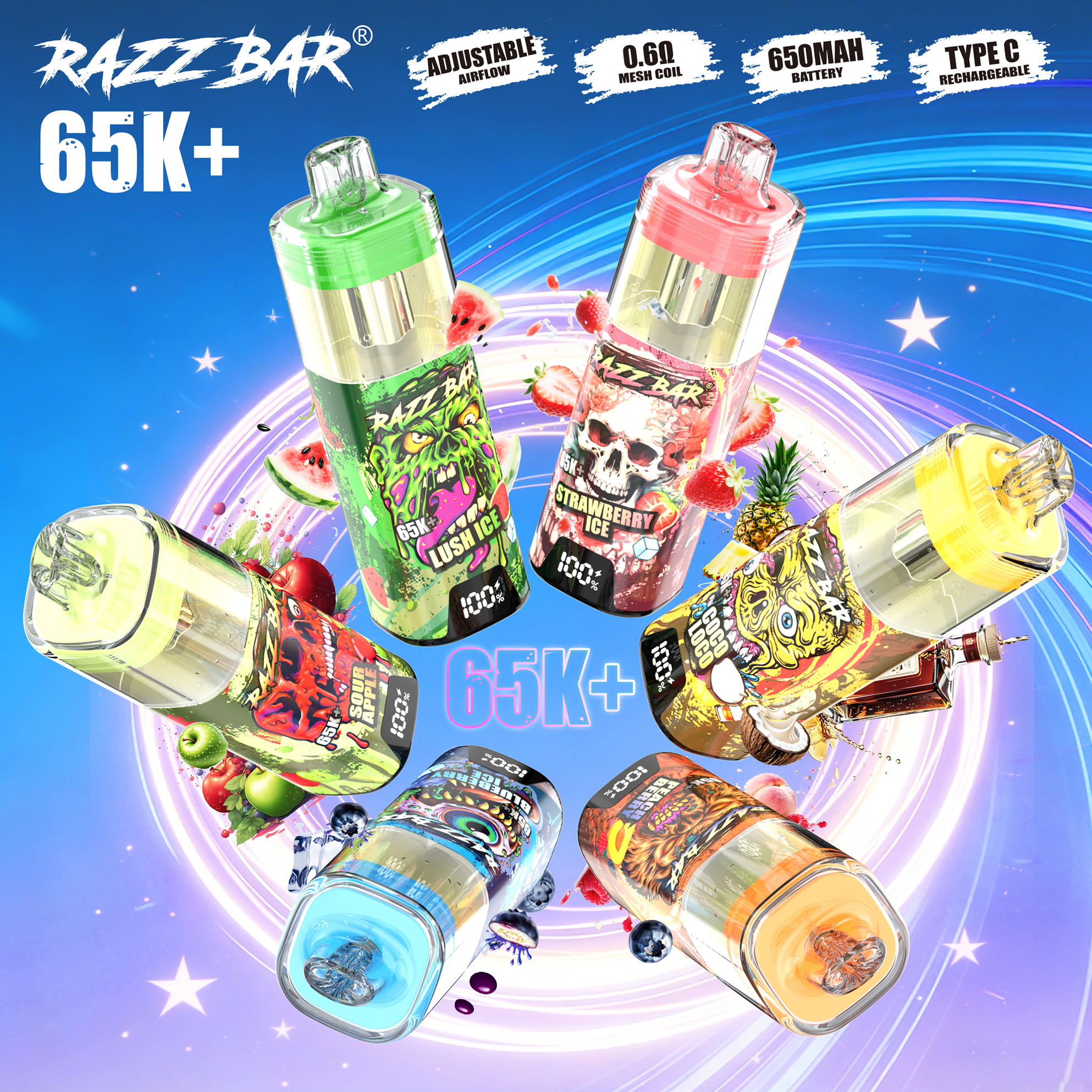 Razz Bar 65K+ Puffs Poster